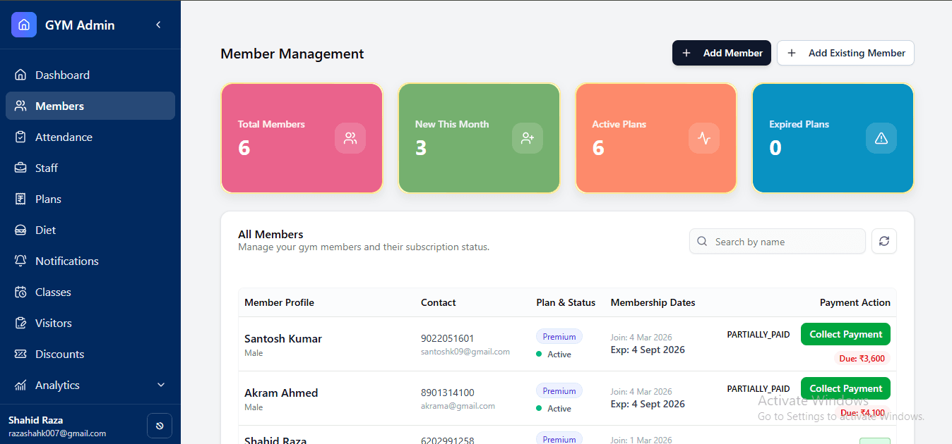 Member Management dashboard screenshot